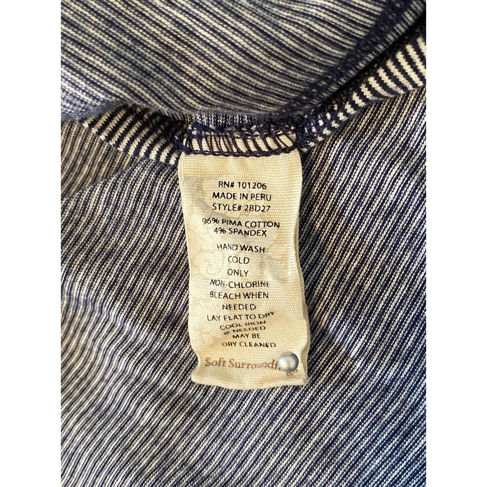 Soft Surroundings T-Shirt Sz XL Blue Stripe Pima Cotton Spandex Nautical Coastal - Picture 6 of 8